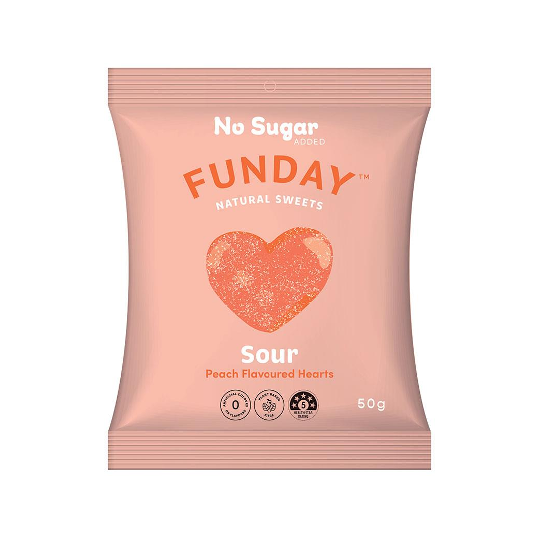 Funday Sour Peach Hearts 12 x 50g