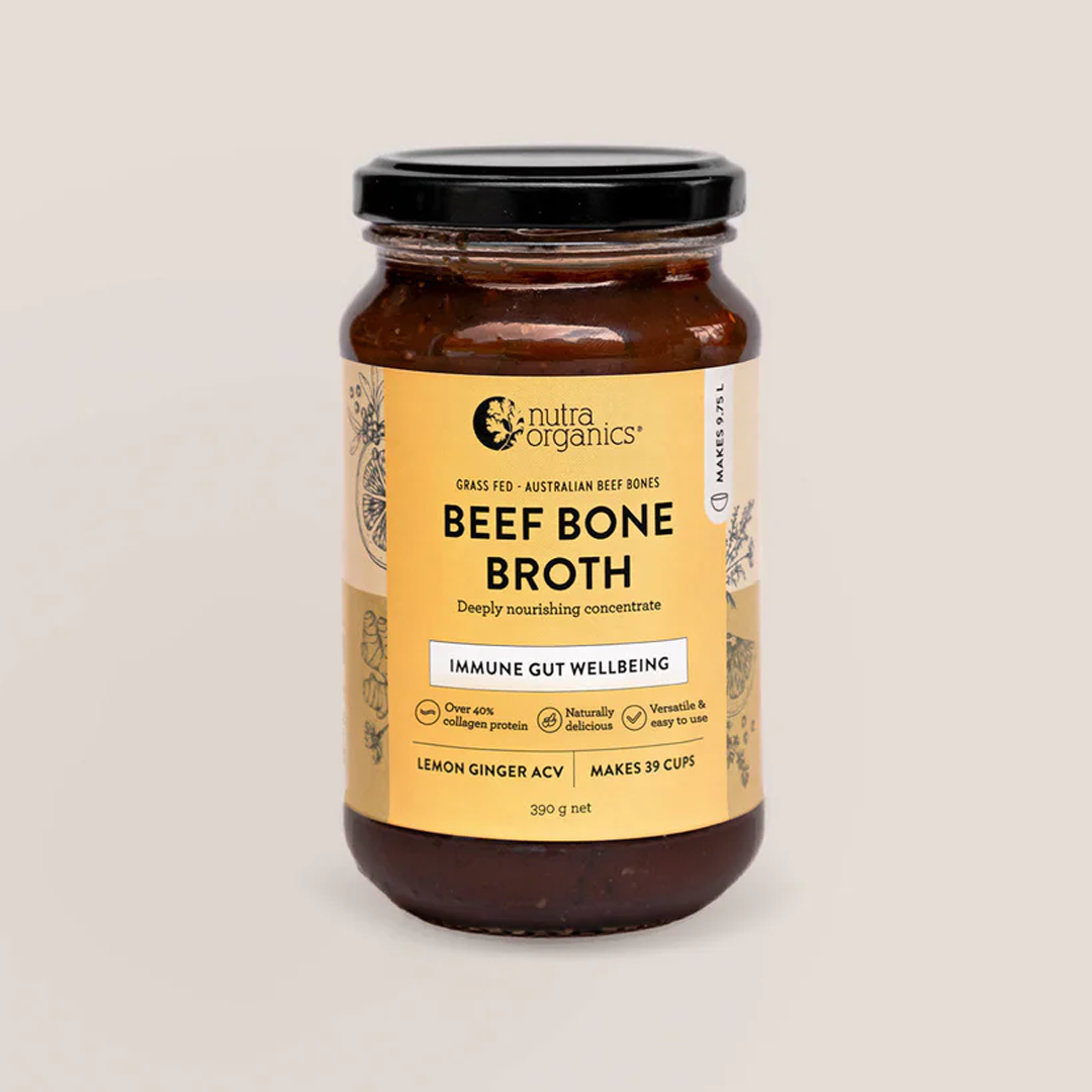 Nutra Organics - Beef Bone Broth Concentrate Lemon Ginger ACV - 390g