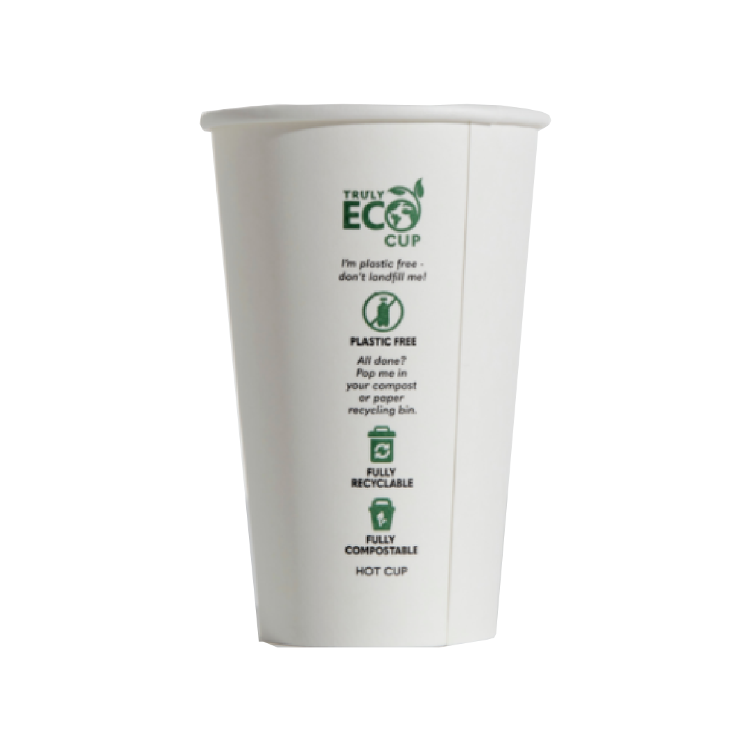 Pinnacle 12oz Single Wall Truly Eco Cup – White (90mm) - 1000 pcs