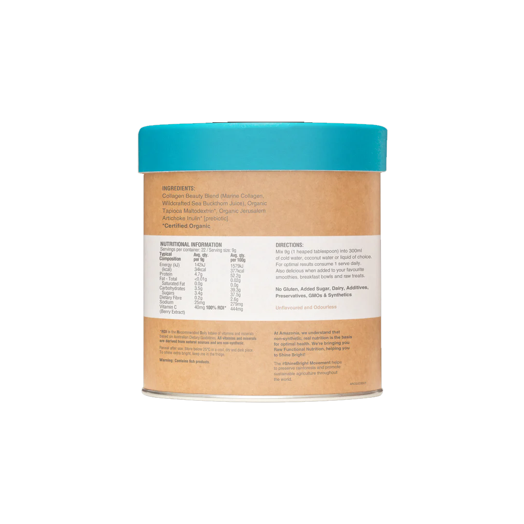 Amazonia - Raw Beauty Collagen Glow Unflavoured - 200g