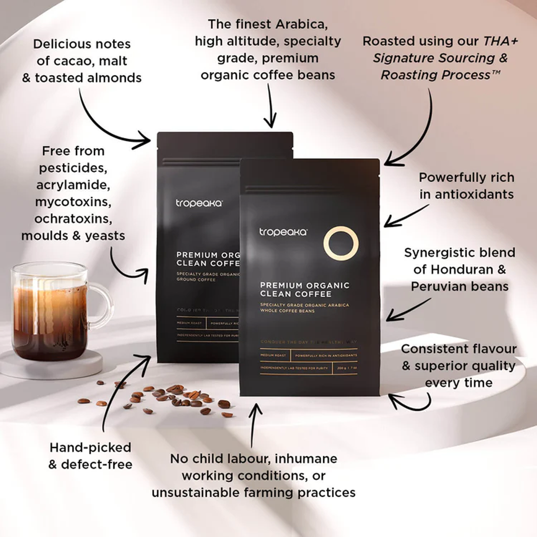 Tropeaka - Premium Clean Coffee - 200g (Whole Beans)