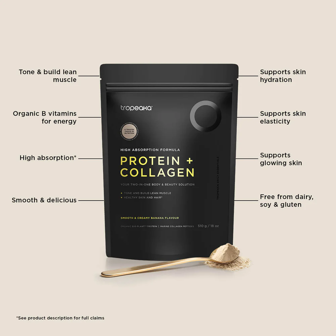 Tropeaka - Protein + Collagen - 510g ( Smooth & Creamy Banana Flavour )