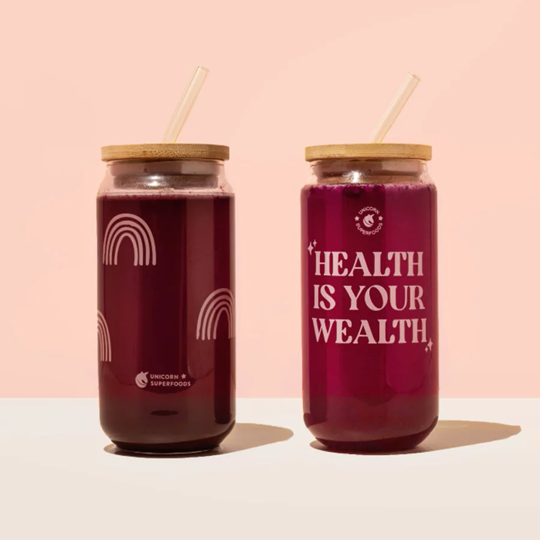 Unicorn Superfoods -Rainbow Glass Tumbler