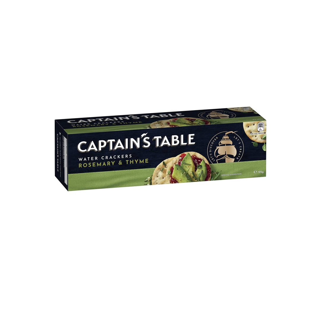 Captain's Table  - Rosemary & Thyme Water Crackers  - 125g