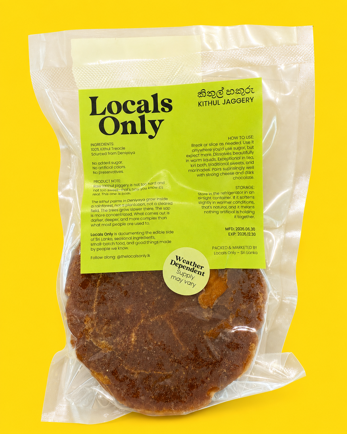 Locals Only - Kithul Jaggery - Balangoda  - 450g - 600g