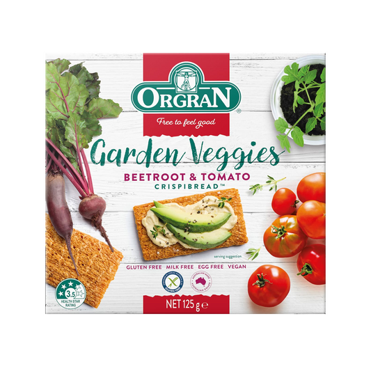 Orgran - Crispibread Garden Veggies Beetroot & Tomato - 125g