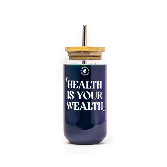 Unicorn Superfoods -Health Is Your Wealth Glass Tumbler